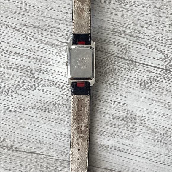 Y2K PRADA Milano Red Blue Leather Striped Band Logo Designer Unisex Watch - Picture 5 of 5